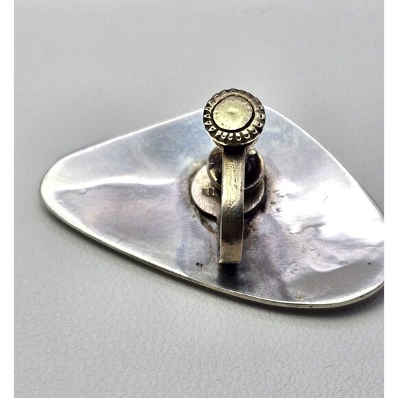 Alpaca Silver Screw Back Earring Abalone Inlay Swordfish Upcycle Craft - Picture 3 of 15